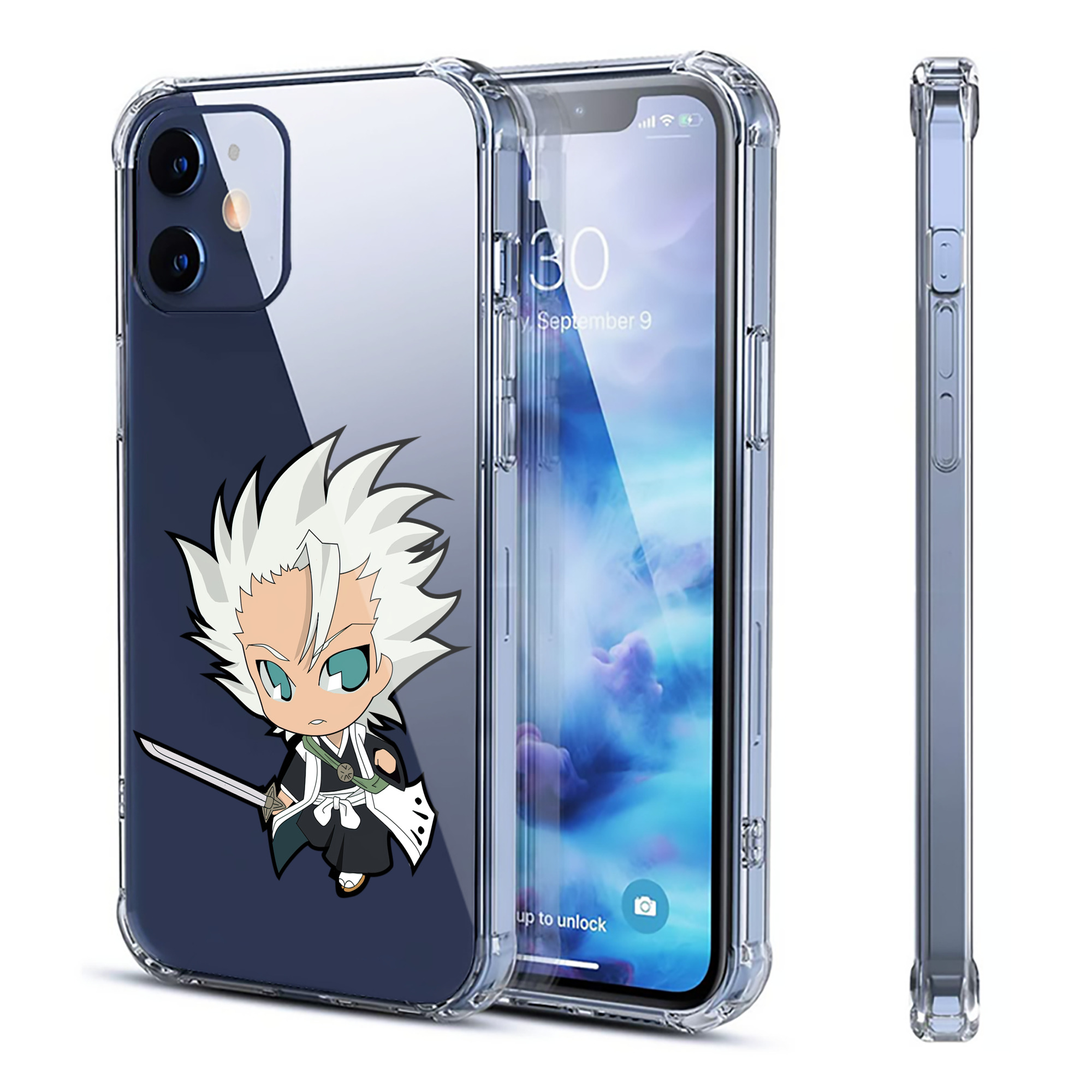 （画像用） ブリーチ 日番谷冬獅郎（ひつがや とうしろう） BLEACH Hitsugaya Toushirou 【iPhone 12シリーズ対応】透明スマホケース（クリアソフトケース）
